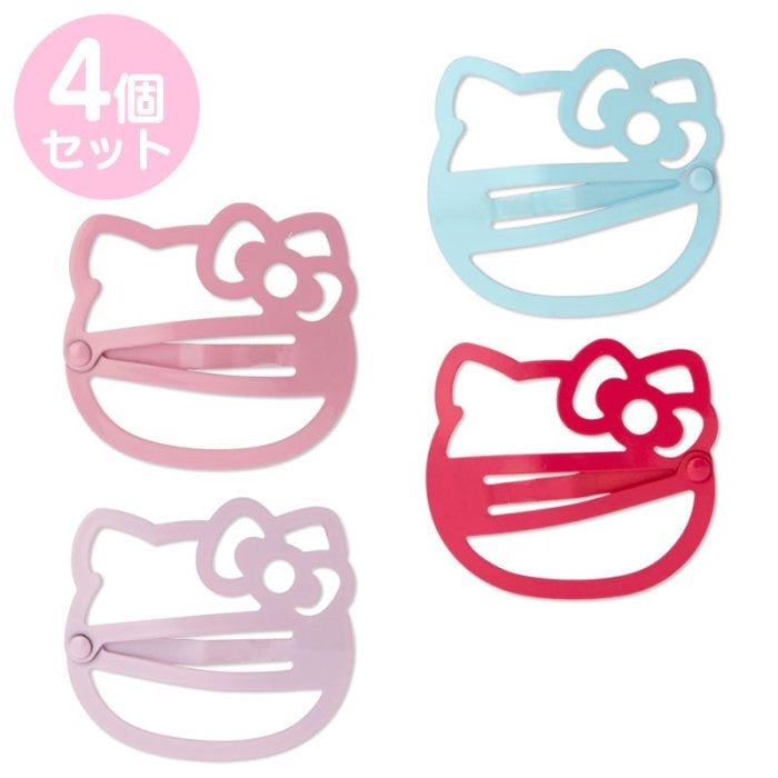 Sanrio三丽鸥|镂空彩色大脸发夹4枚组|约3.4×0.3×3cm