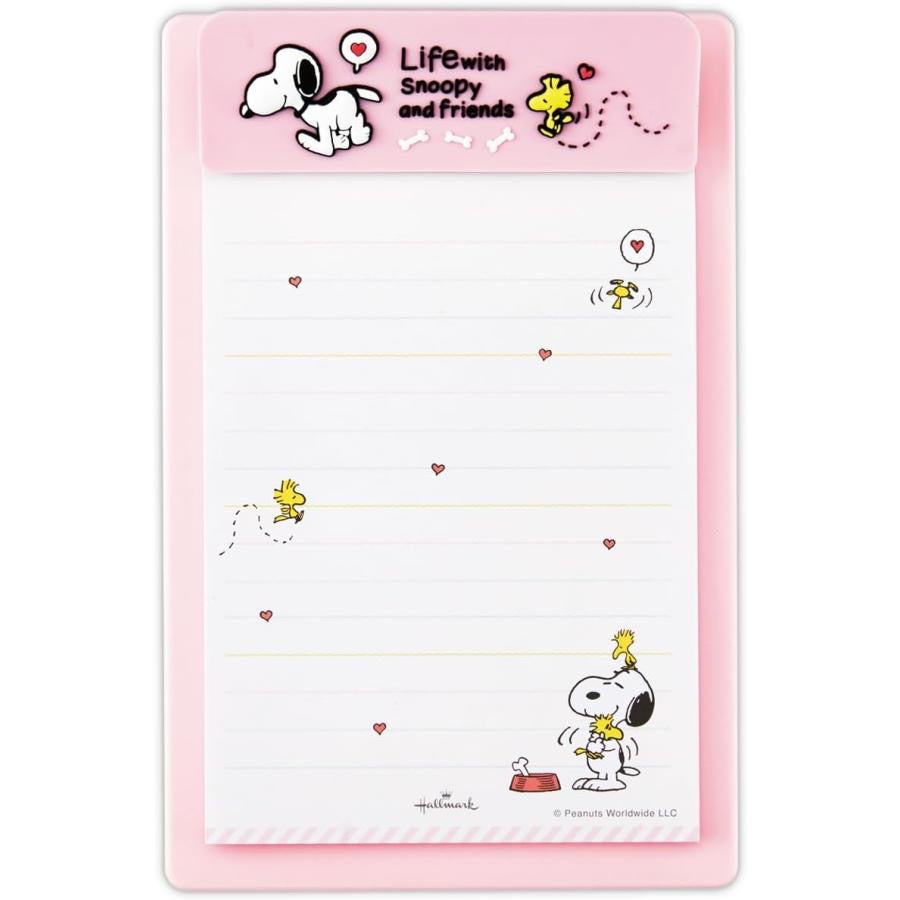Snoopy史努比|粉色便签固定板+便签本|約高 185 x 宽 120 x 厚 25mm