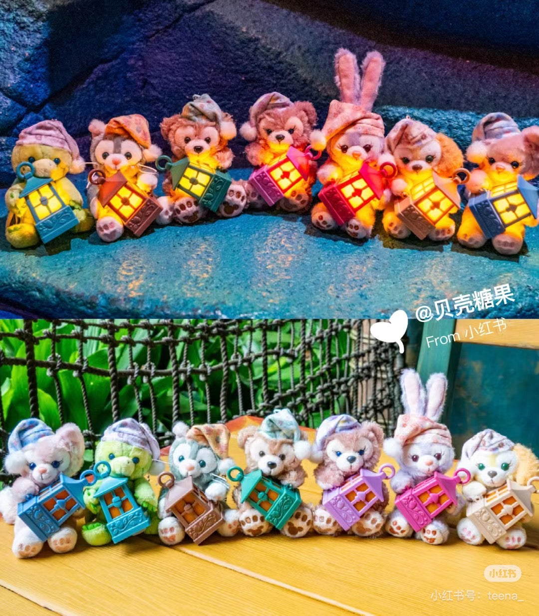 Disney迪士尼|2024东迪秋日睡衣派对系列/Duffy和朋友们坐姿七宝提灯笼亮灯毛绒挂件/包挂