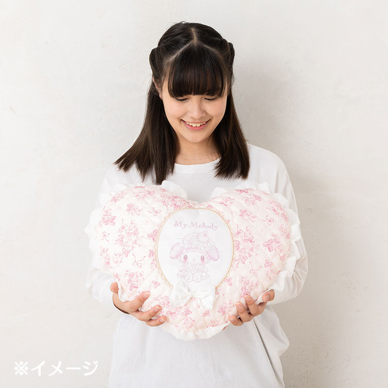 Sanrio|美乐蒂生日限定淡雪白草莓系列爱心蕾丝抱枕|约42 x 12 x 34 cm