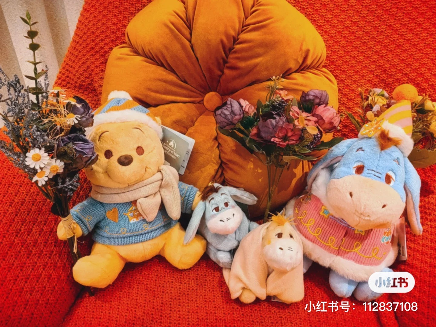 Disney SH|winnie the pooh冬日毛衣围巾噗噗公仔/玩偶