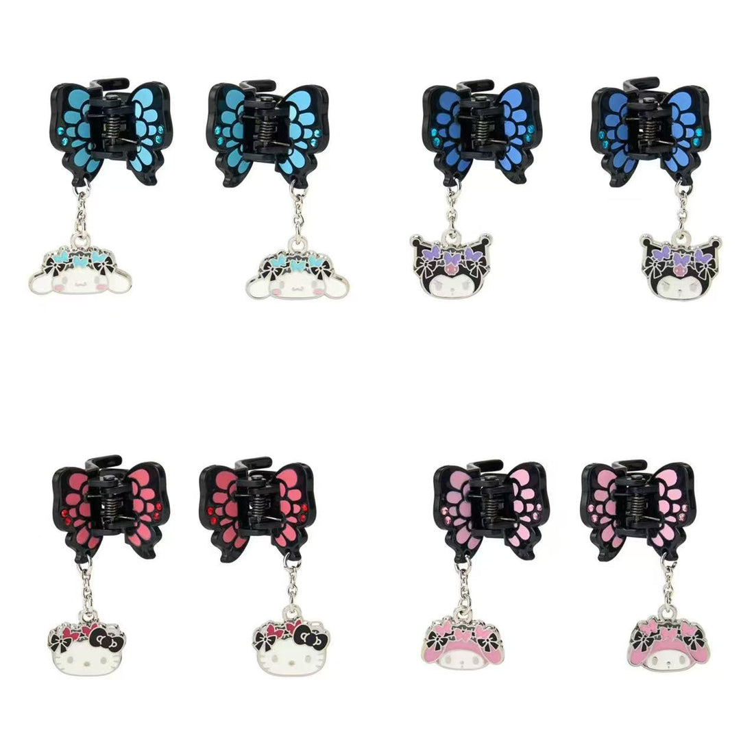 Sanrio|Butterfly Swaying Charm Mini Hair Clip Set|3×2.5×2.5cm approx.