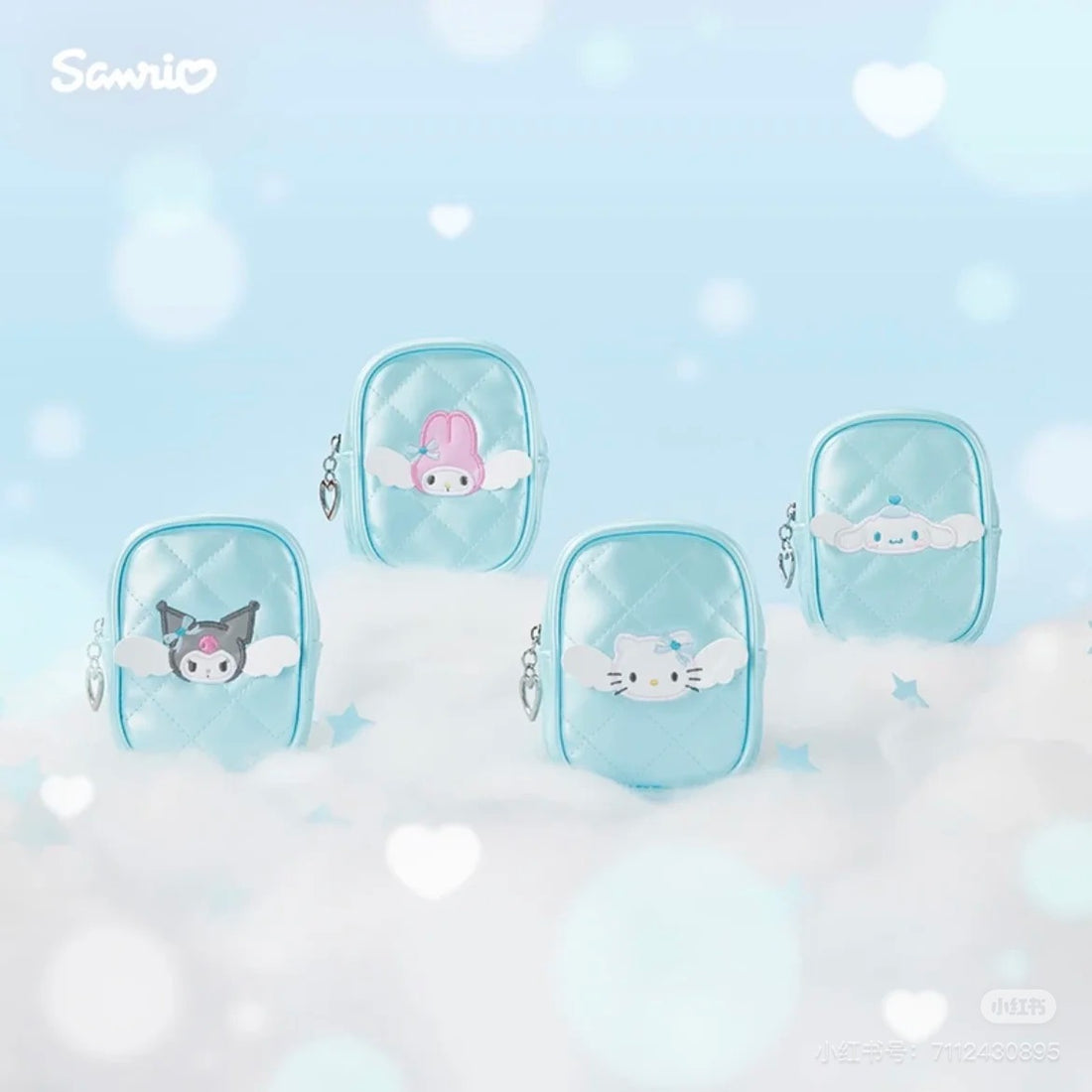 Sanrio三丽鸥|Sanrio Original Mini Pouch / Dreaming Angel 2nd水色天使爱神系列蓝色小包|约 13.7 x 12.8 x 6.6cm