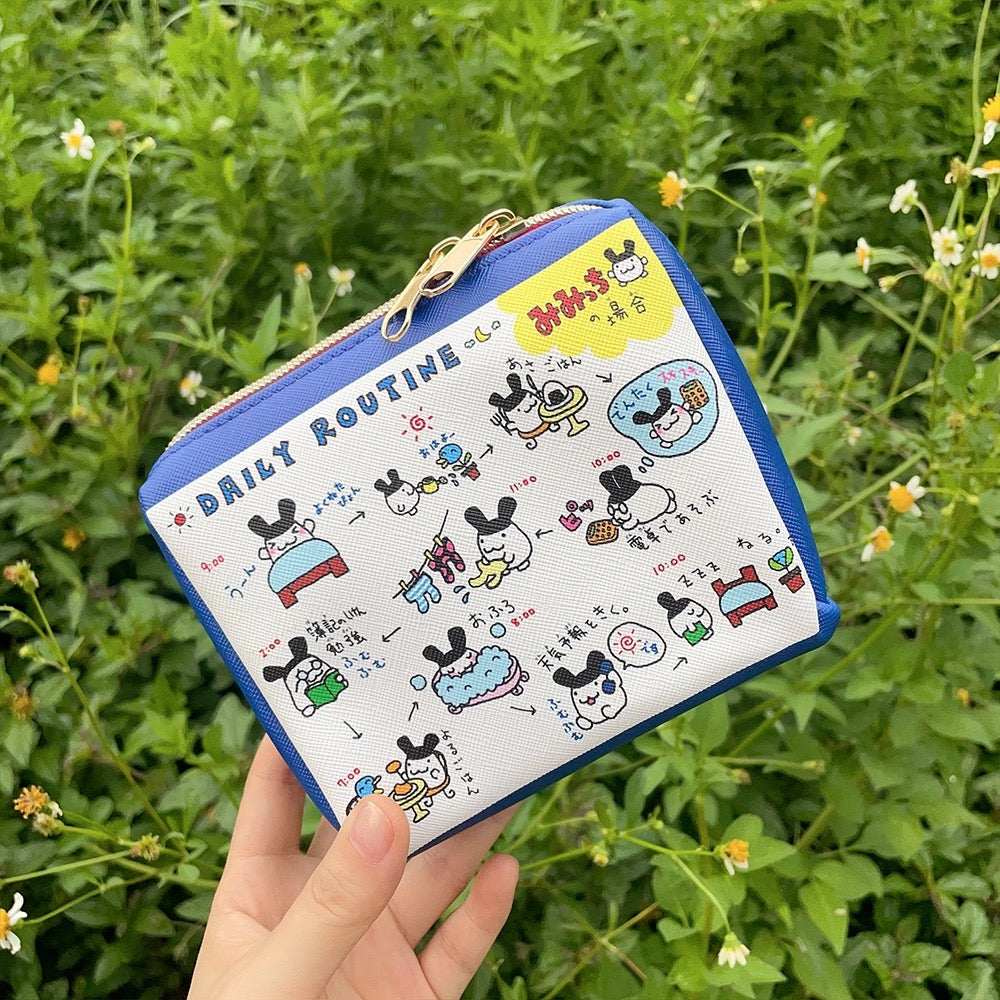 Tamagotchi拓麻歌子|Pouch 2024 Sunstar 电子宠物可爱图案PVC收纳包/化妆包/正反面都可爱|约W135 x H105 × D80mm