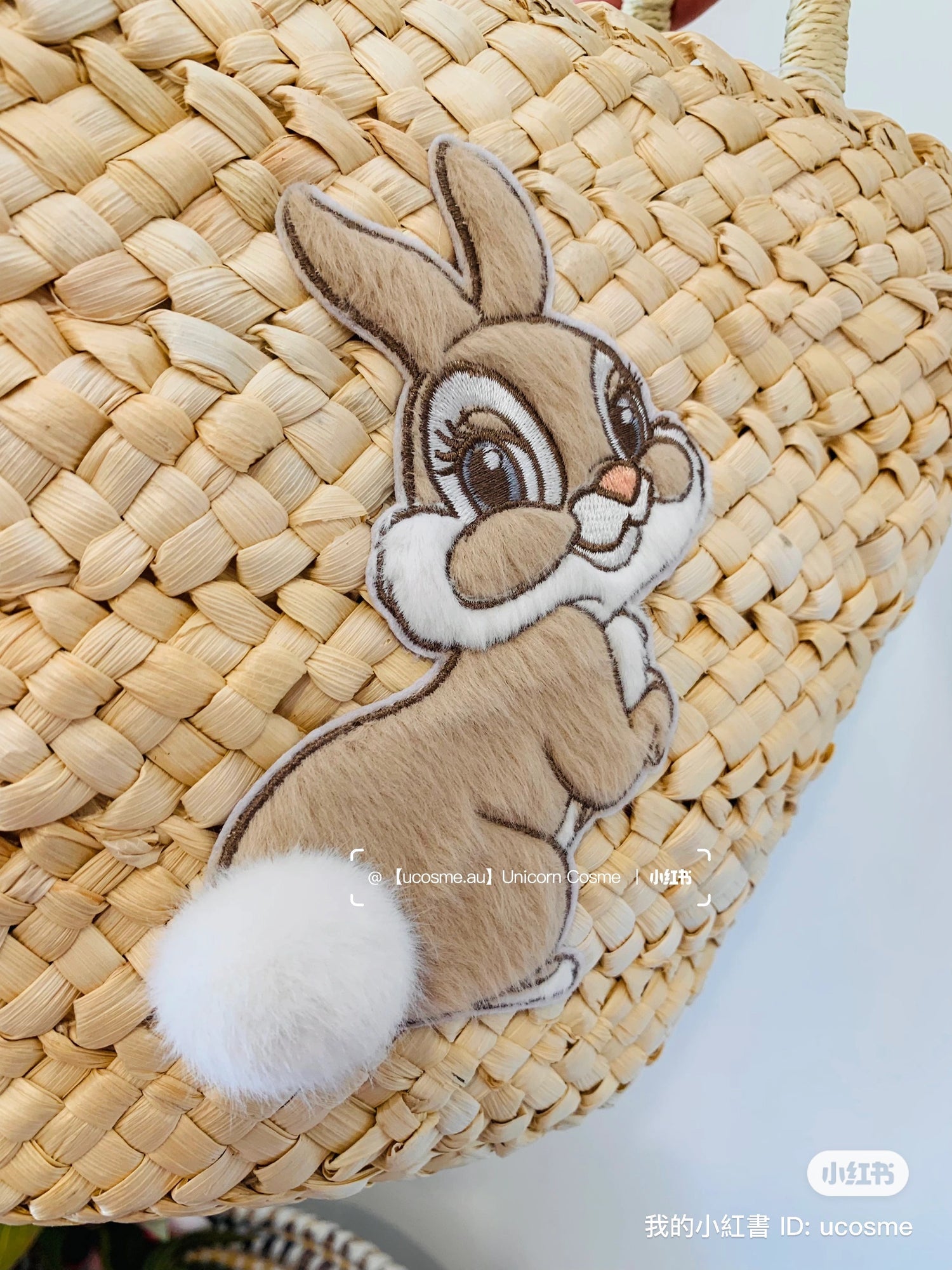 Disney迪士尼|东迪夏日柔软Bonnie邦尼兔草编包/菜篮子/沙滩包|约12x 31.5x 14.5 cm