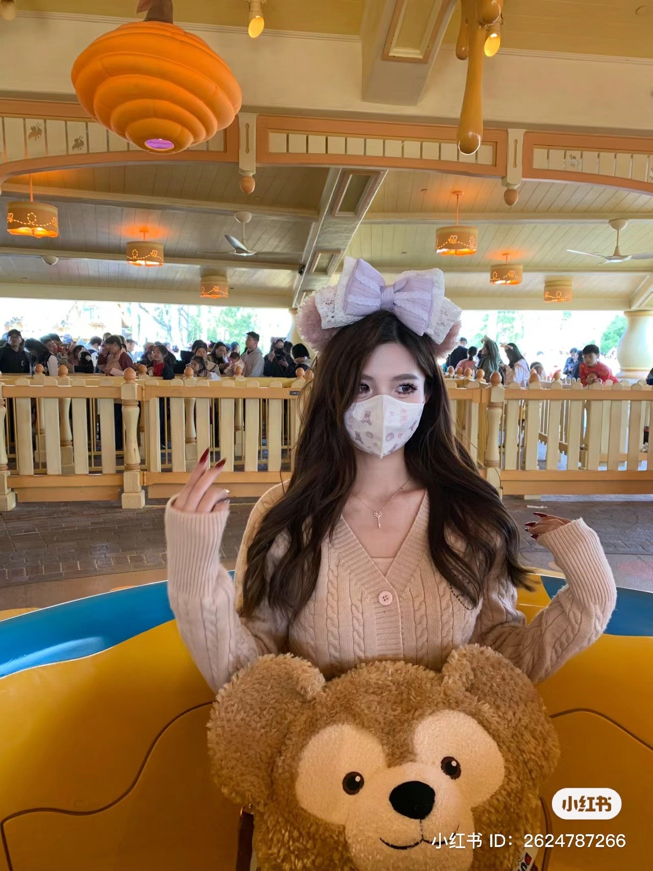 Disney SH|春日达菲和朋友们系列雪莉玫/玫玫淡紫色蕾丝蝴蝶结发箍