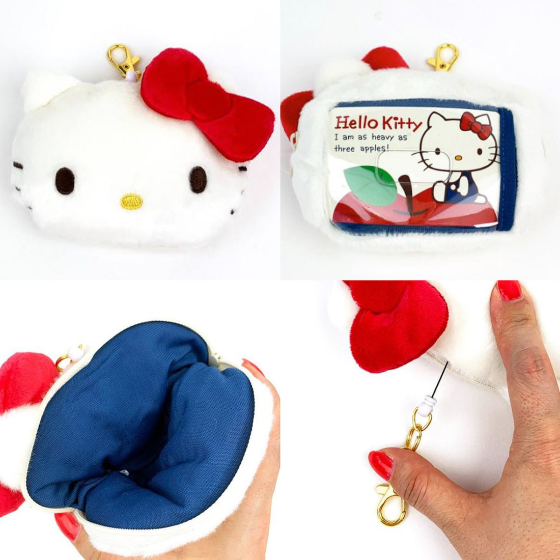 Hello kitty凯蒂猫|致敬复古系列70‘s造型毛茸茸可伸缩延长卡包|約10cm×13cm×4.5cm