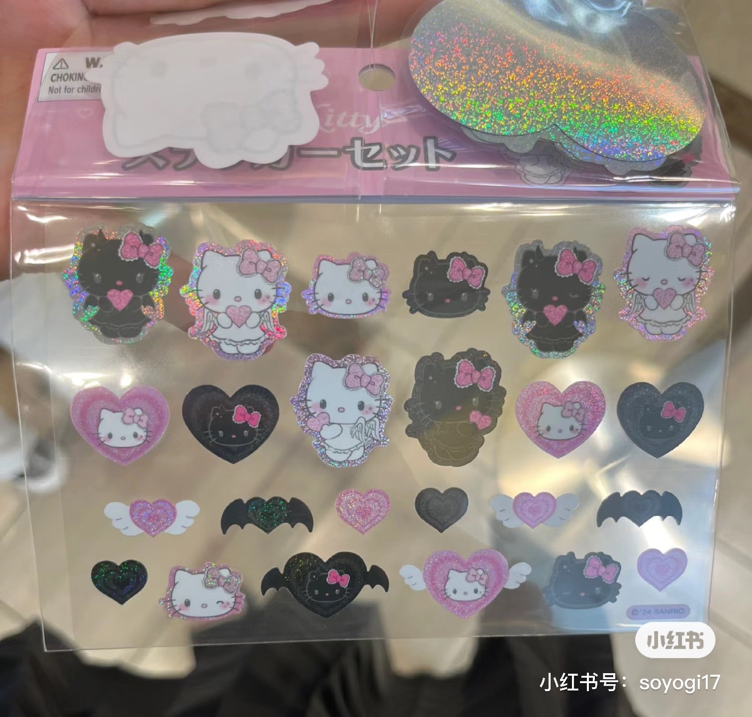 Hello kitty凯蒂猫|Sanrio Hello Kitty Bangs Clip/ Angel and Little Devil天使恶魔镭射模切贴纸|共29张