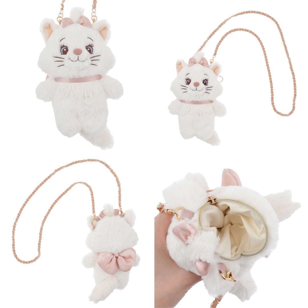 Disney迪士尼|Fluffy Plush Shoulder Bag Cinderella Pochette毛茸茸路西法猫/玛丽猫毛绒玩偶链条包/斜挎包|縦約21×横17.5×厚み7.5(cm