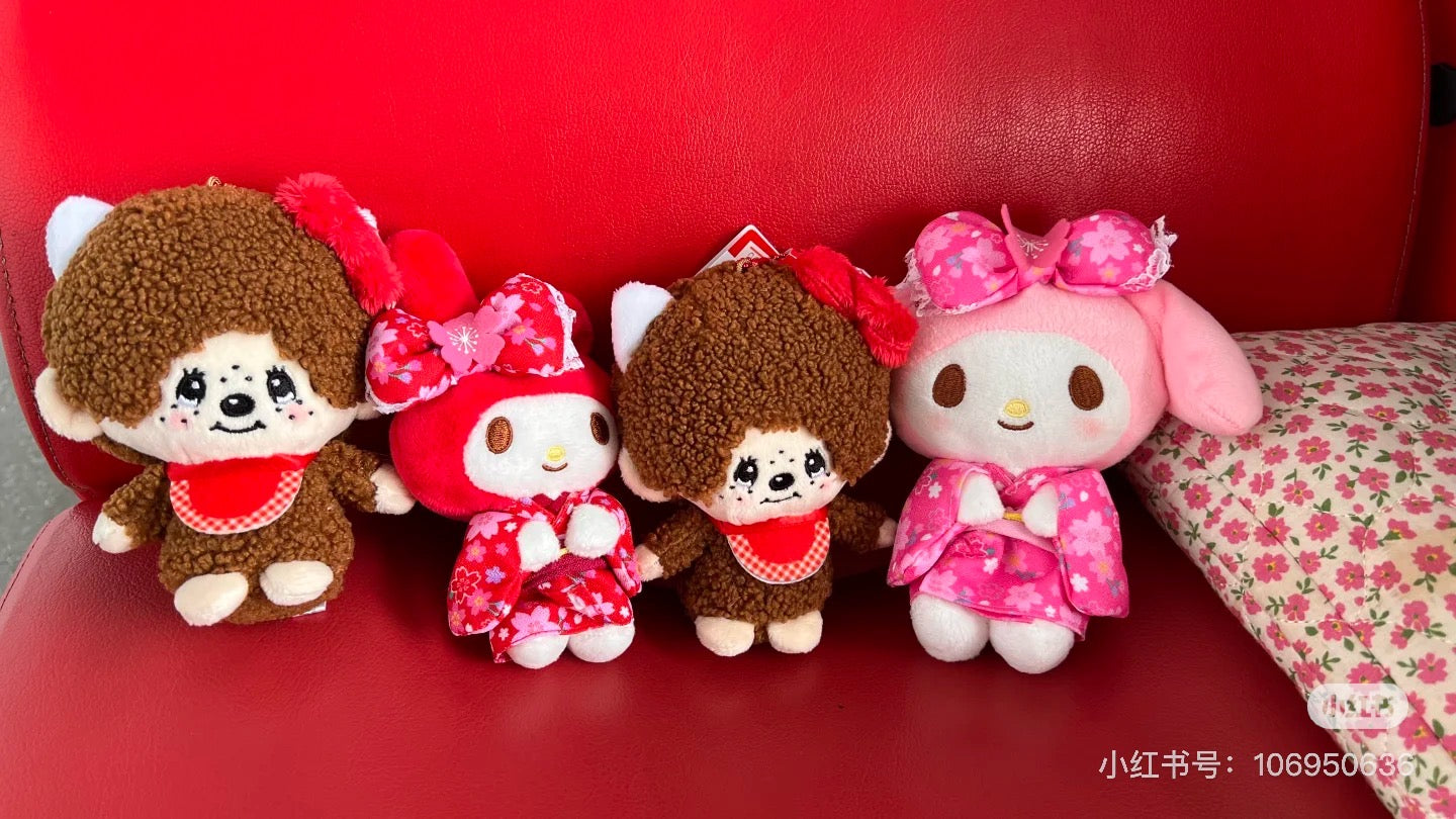 Monchhichi|Monchichi × Sanrio Plush Toy - Hello Kitty|125×181×100mm approx.