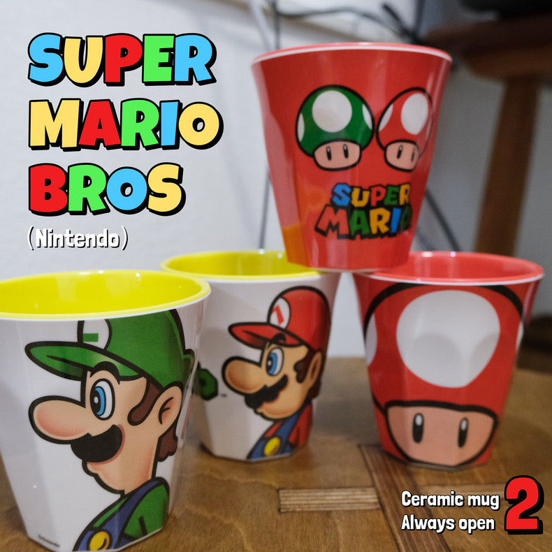 Nintendo|Mario Melamine Tumbler - Mushroom / Super Mario Brothers超级马里奥蘑菇头奇诺比奥树脂防摔漱口杯/水杯/正反两种图案|约88×90mm