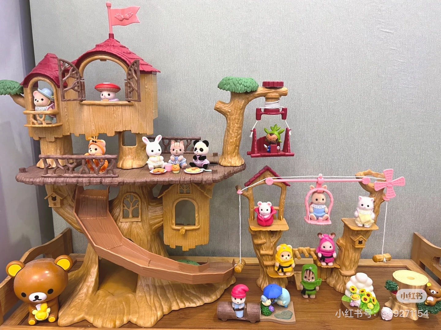 SylvanianFamilies森贝儿家族|Baby Rope Park-Milk Rabbit Baby探险系列会转动的树屋缆车+牛奶兔宝宝套组/玩具/过家家5452