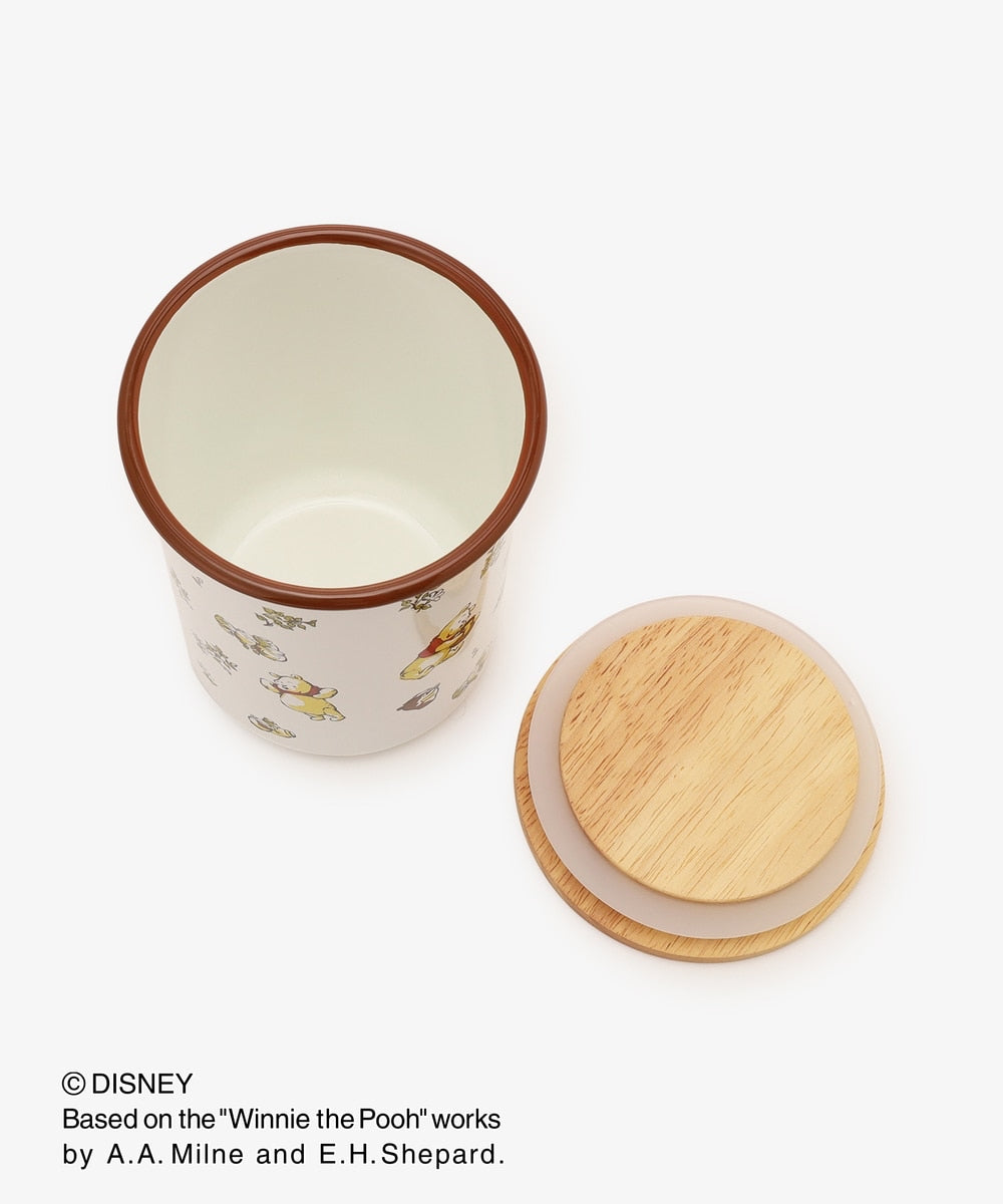 Disney|噗噗小熊维尼Afternoon Tea联名限定搪瓷木盖印花密封罐/封口很牢|约H14cm/直径10.5cm