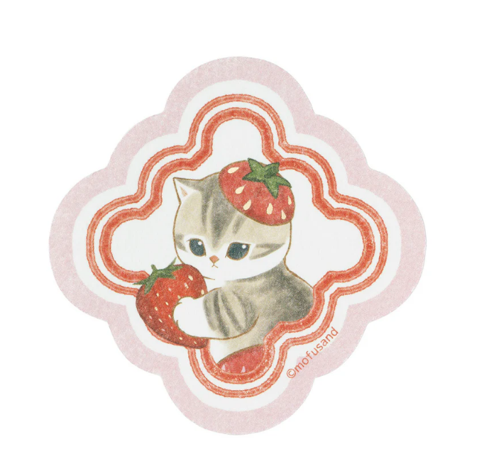 Mofusand|Merci Strawberry Smartphone-sized Foil-Stamped Sticker|H75×W65mm approx.