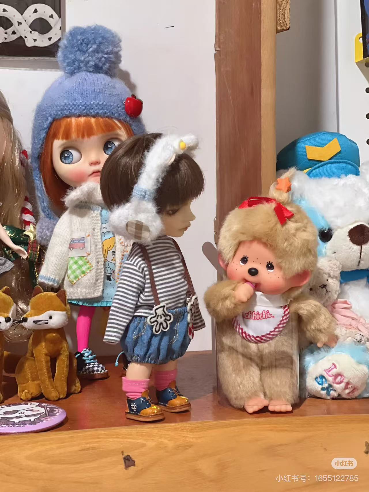 Monchhichi|Premium Standard Beige Plush Dolls/PlushToy|S/13W x 7.5L x 21.5H approx.