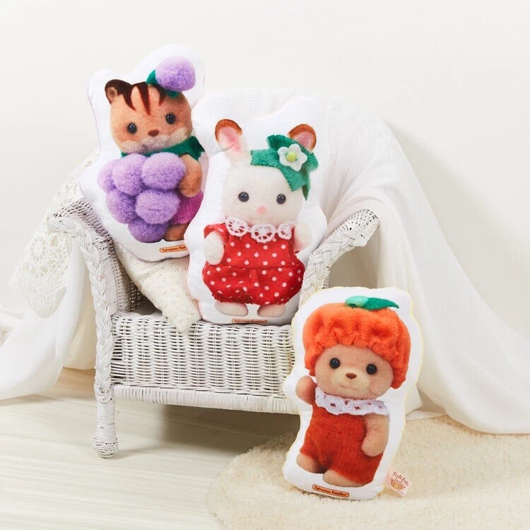 SylvanianFamilies|Baby Fruit Series Die-cut Cushion Strawberry Chocolat Rabbit