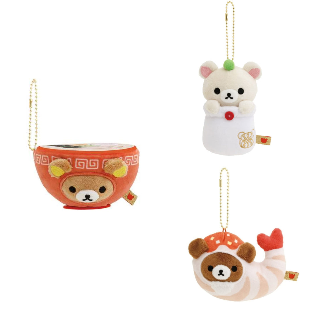 Rilakkuma轻松熊|中华料理唐装系列可爱角色毛绒玩偶挂件/包挂|約高さ60×幅105×奥行105mm