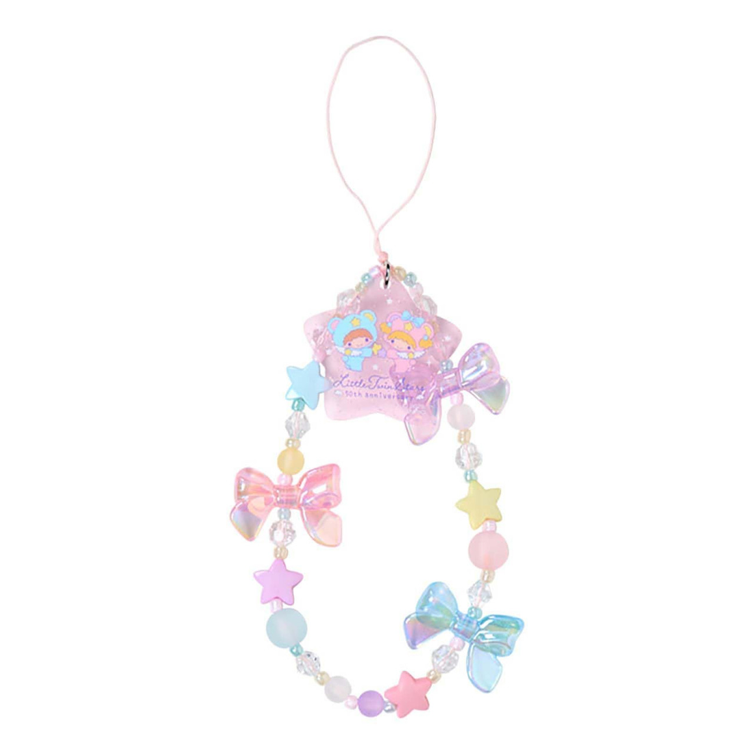 Sanrio|Starry Sky Angel 50th Anniversary Little Twin Stars Beaded Hand Strap Phone Charm|8×1.2×12.5cm approx.