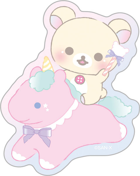Rilakkuma轻松熊|Korilakkuma Osora no Kururin Wataame Sticker天空白云棉花糖系列防水防紫外线贴纸|约75 x 60mm