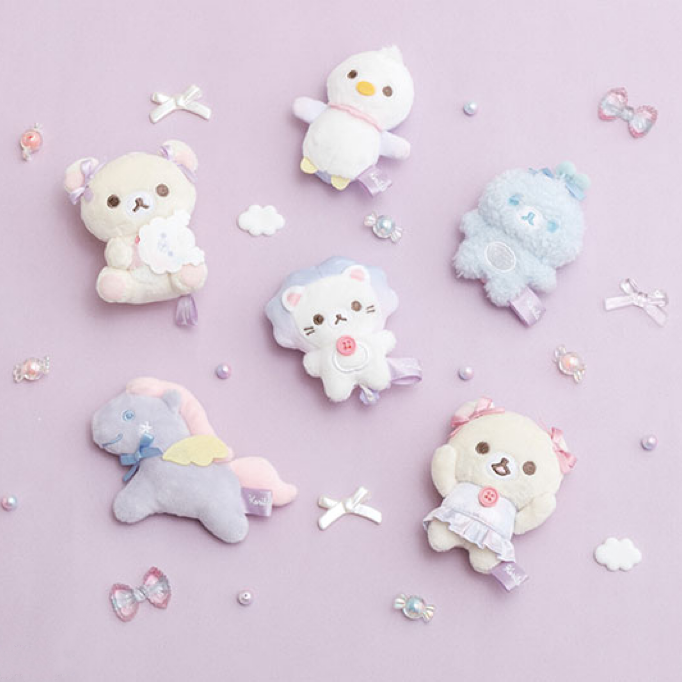 Rilakkuma轻松熊|Osorano Kururin Wataame - Tenori Plush Toy San-X天空白云棉花糖系列毛绒沙包玩偶手玉/全6种|1枚入