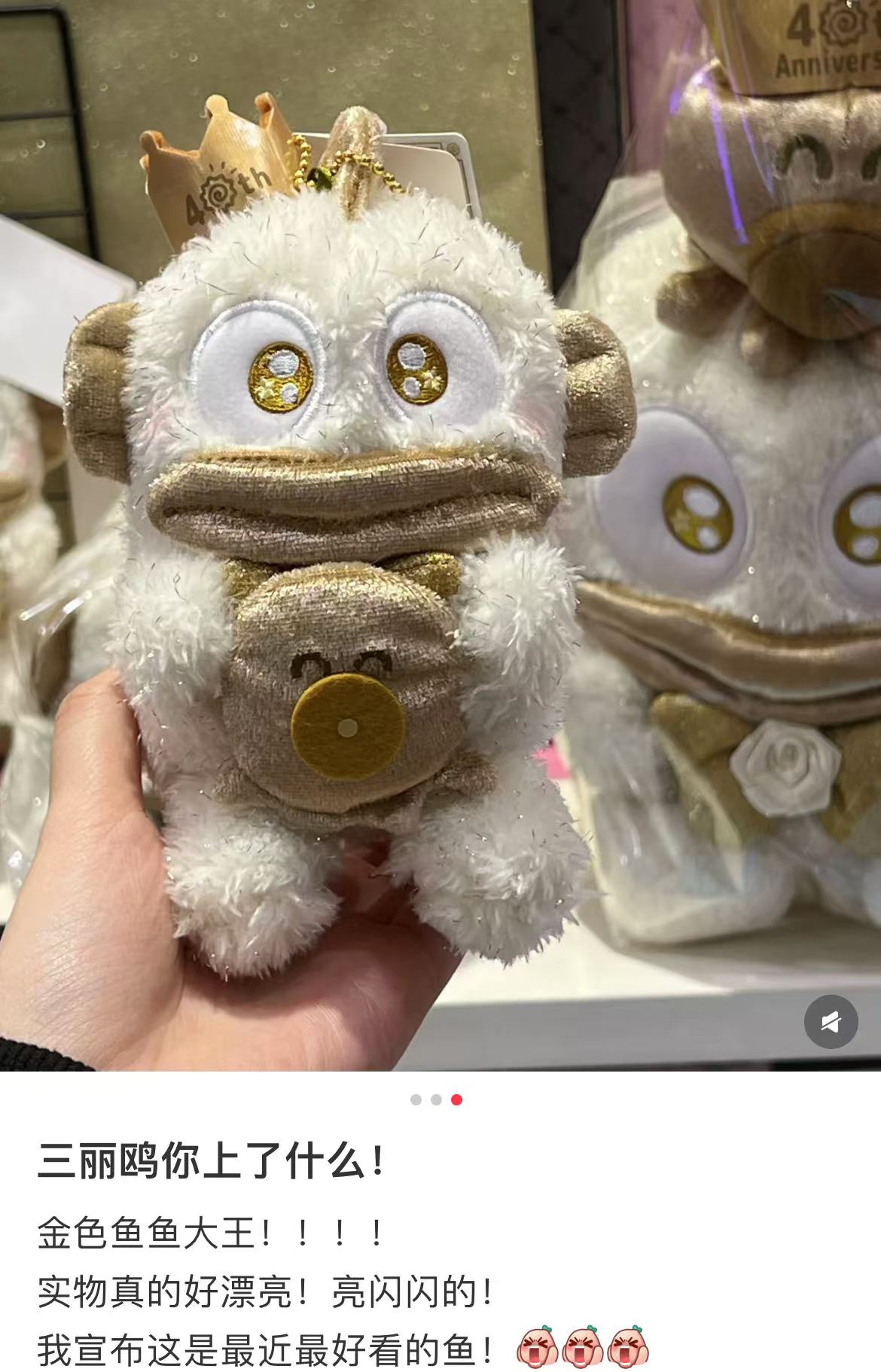 Sanrio|Hangyodon 40th Anniversary Golden Birthday Mascot Holder /Plush Keychain|11.0 x 11.0 x 14.0cm approx.