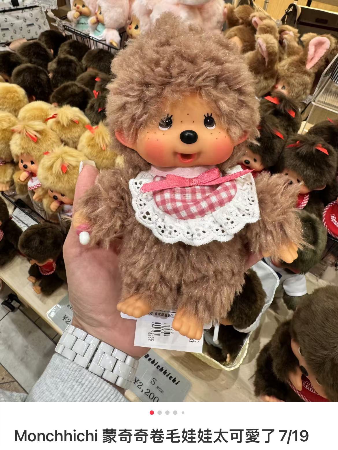 Monchhichi|Fluffy Curly-haired Sweet Brown Plush Dolls/Plush Toy|H19×W13×D7.5cm approx.