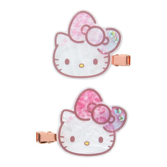 HelloKitty凯蒂猫|Birthday 50th The Fashionable Ribbons Sanrio 50周年生日限定脸型珍珠贝母亚克力刘海夹/发夹|1对