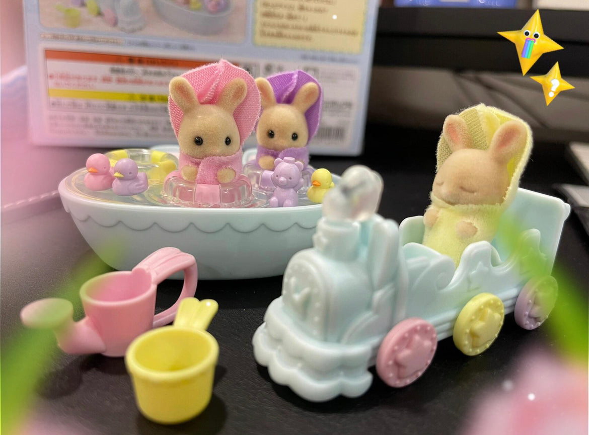 SylvanianFamilies|Triplets Baby Bathtime Set-Milk Rabbit-5707