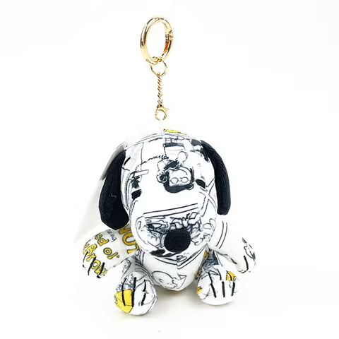 Snoopy史努比|PEANUTS 75th Comic keychain75周年限定漫画风格坐姿毛绒玩偶挂件/包挂|约幅12cm/奥行9cm/高さ12cm