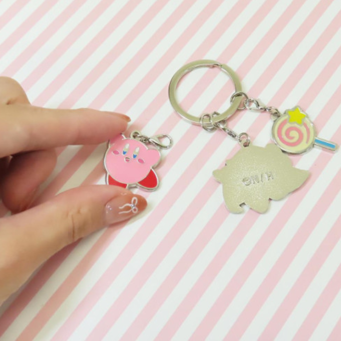 Kirby星之卡比|Three-Link Keyring Kirby & Meta Knight & Candy星之卡比 &梅塔骑士 & 糖果三连金属钥匙扣|约30×74×3mm