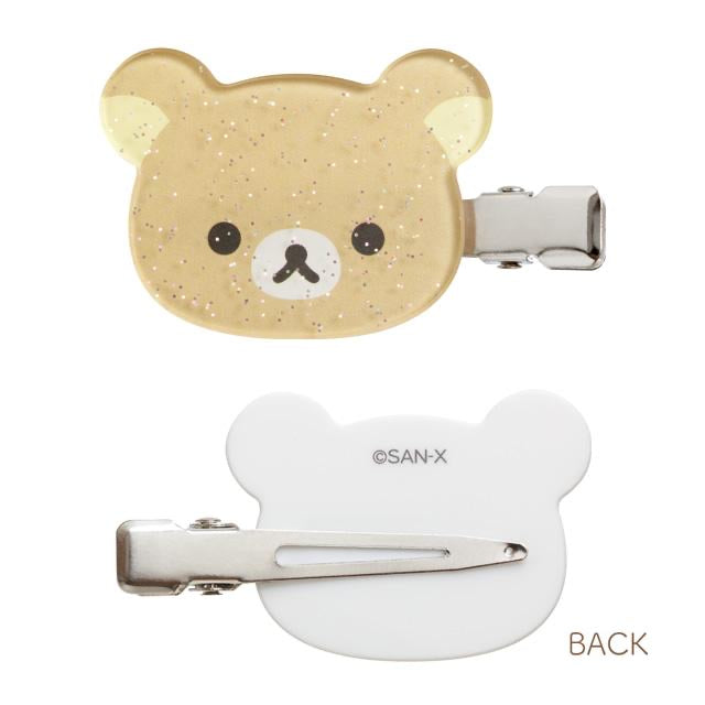 Rilakkuma轻松熊|2枚不同角色透明碎闪可爱发夹|2枚入|約H110×W75mm