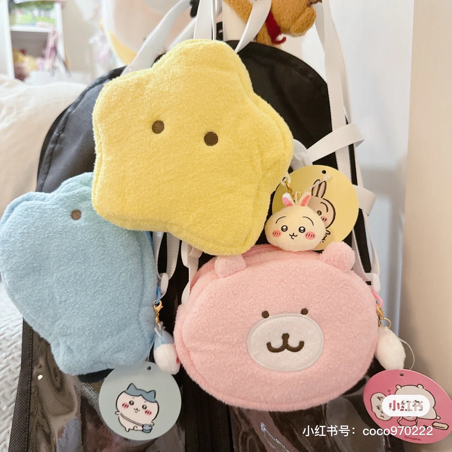 Chiikawa 吉伊卡哇|要背和宝宝一样的小包包/星星/小鱼/小熊斜背包/收纳包/拉链上也有宝宝/捏捏|约 H100 x W115 x D50
