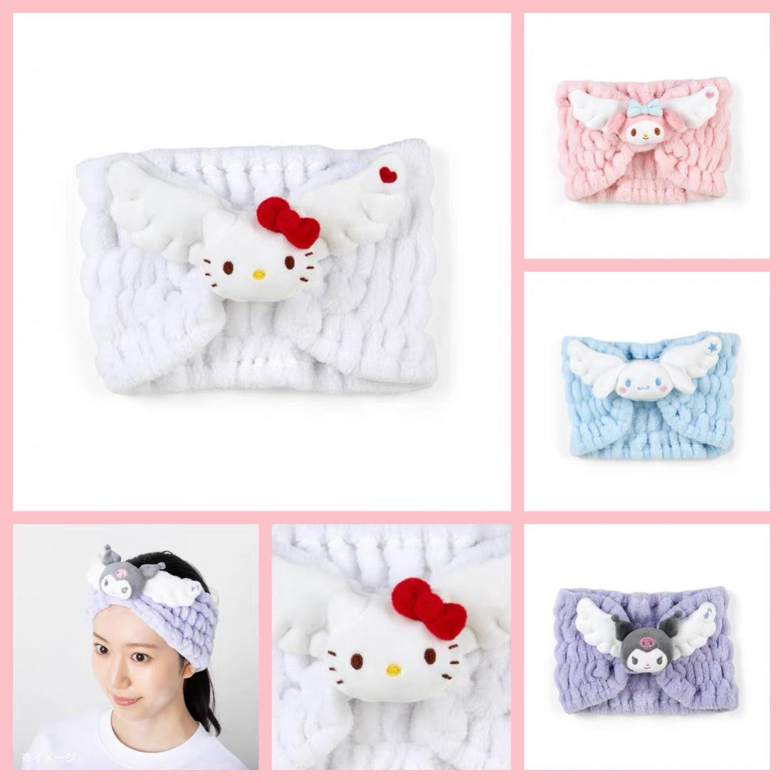 Sanrio|角色天使翅膀伸缩宽毛绒吸水发带|约22 x 16 x 6cm