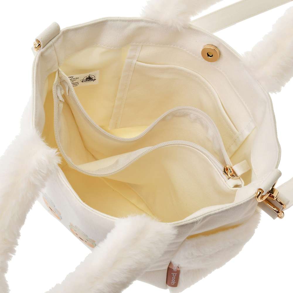 Disney迪士尼|Winnie the Pooh 2WAY Tote Shoulder Bag White Pooh Fruit Latte Color东迪冬日限定水果拿铁色睡衣睡帽斗篷系列噗噗维尼毛绒白色斜挎两用包/手提包/肩带可拆卸|约高 21.5 x 宽 19.5 x 深度(角撑板)12c?m