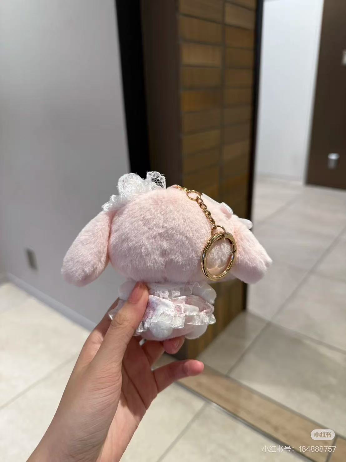 Sanrio|My Melody White Strawberry Tea Time Mascot Holder /Plush Keychain|13.5×4.7×12cm approx.