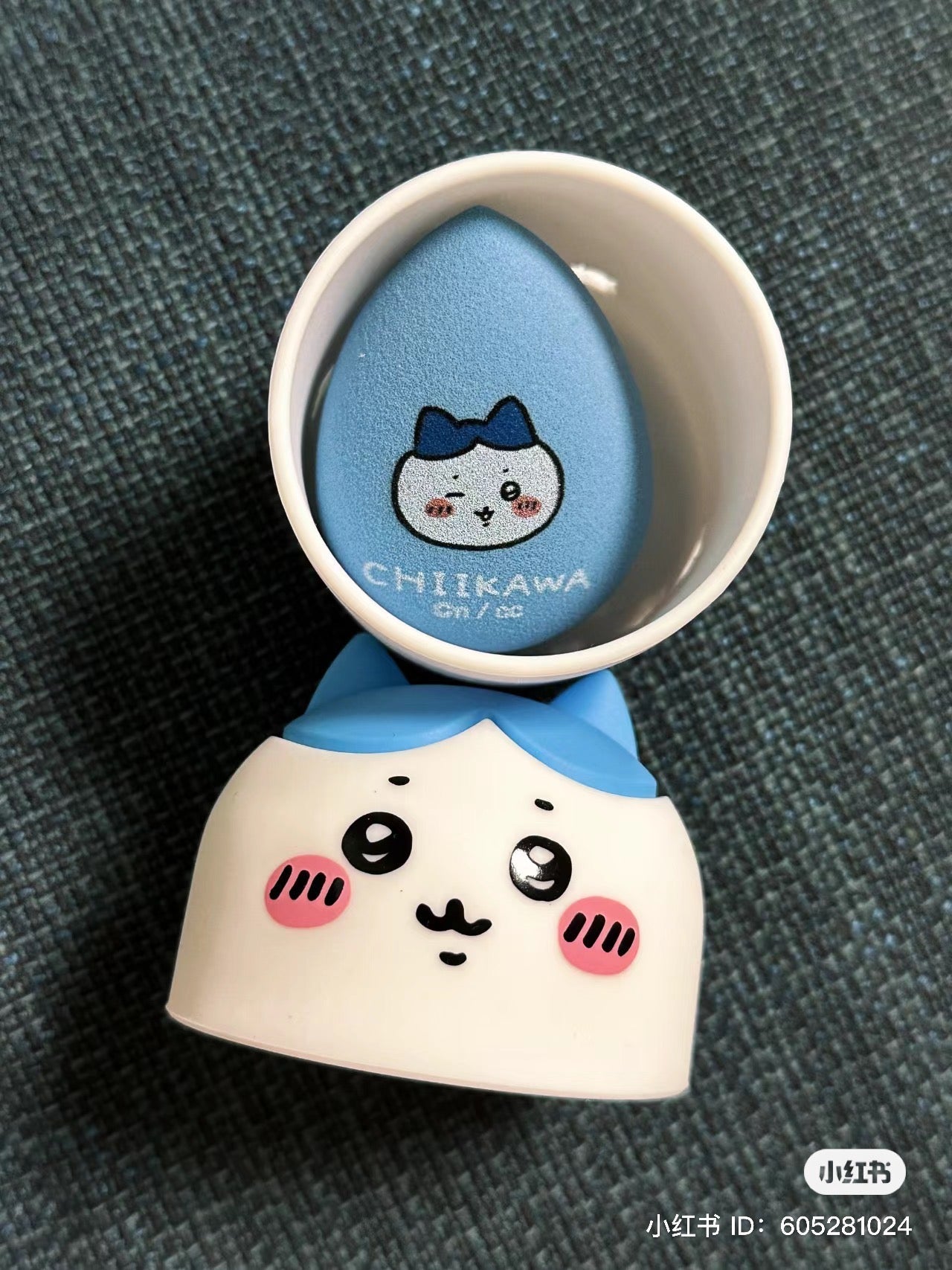 Chiikawa 吉伊卡哇|可爱角色美妆蛋/彩妆蛋?收纳盒|約直径57×H82mm