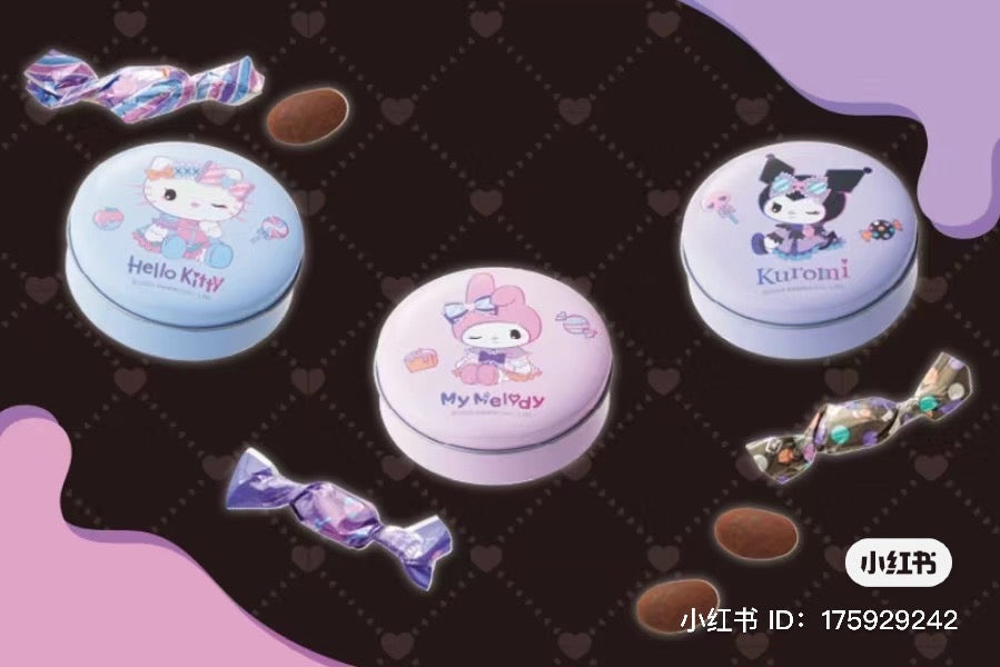Sanrio|usj万圣节限定库洛米/美乐蒂/kitty猫杏仁夹心铁罐巧克力礼盒组【24.07.15】
