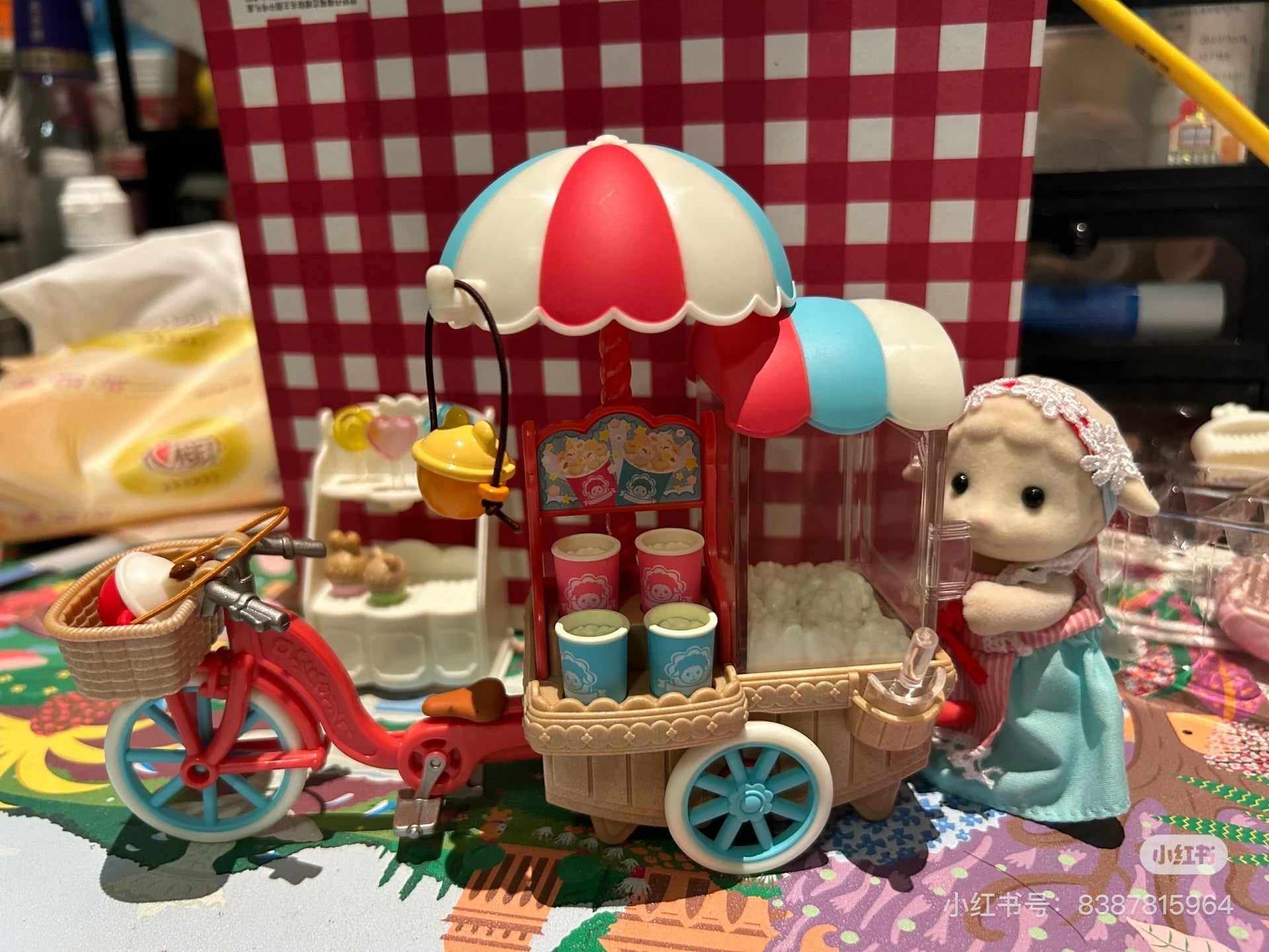 SylvanianFamilies森贝儿家族|Popcorn Delivery Trike-Sheep Mother Barbara羊妈妈爆米花贩卖车摊套组/三轮车摊可拆卸5653