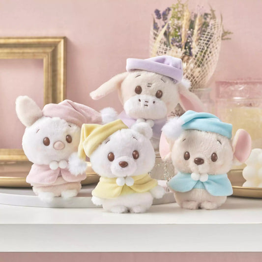 Disney迪士尼|Winnie the Pooh Urupocha-chan Plush Doll Fruit Latte Color东迪冬日限定水果拿铁色睡衣睡帽斗篷系列豆豆眼毛绒小玩偶/公仔摆件|约H11.5×W10.5×D7.5cm
