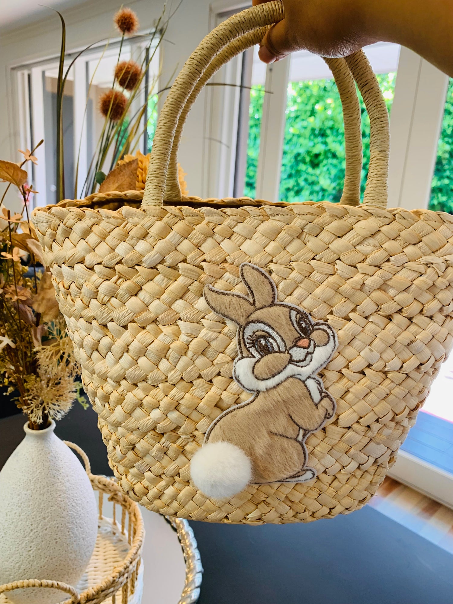 Disney迪士尼|东迪夏日柔软Bonnie邦尼兔草编包/菜篮子/沙滩包|约12x 31.5x 14.5 cm