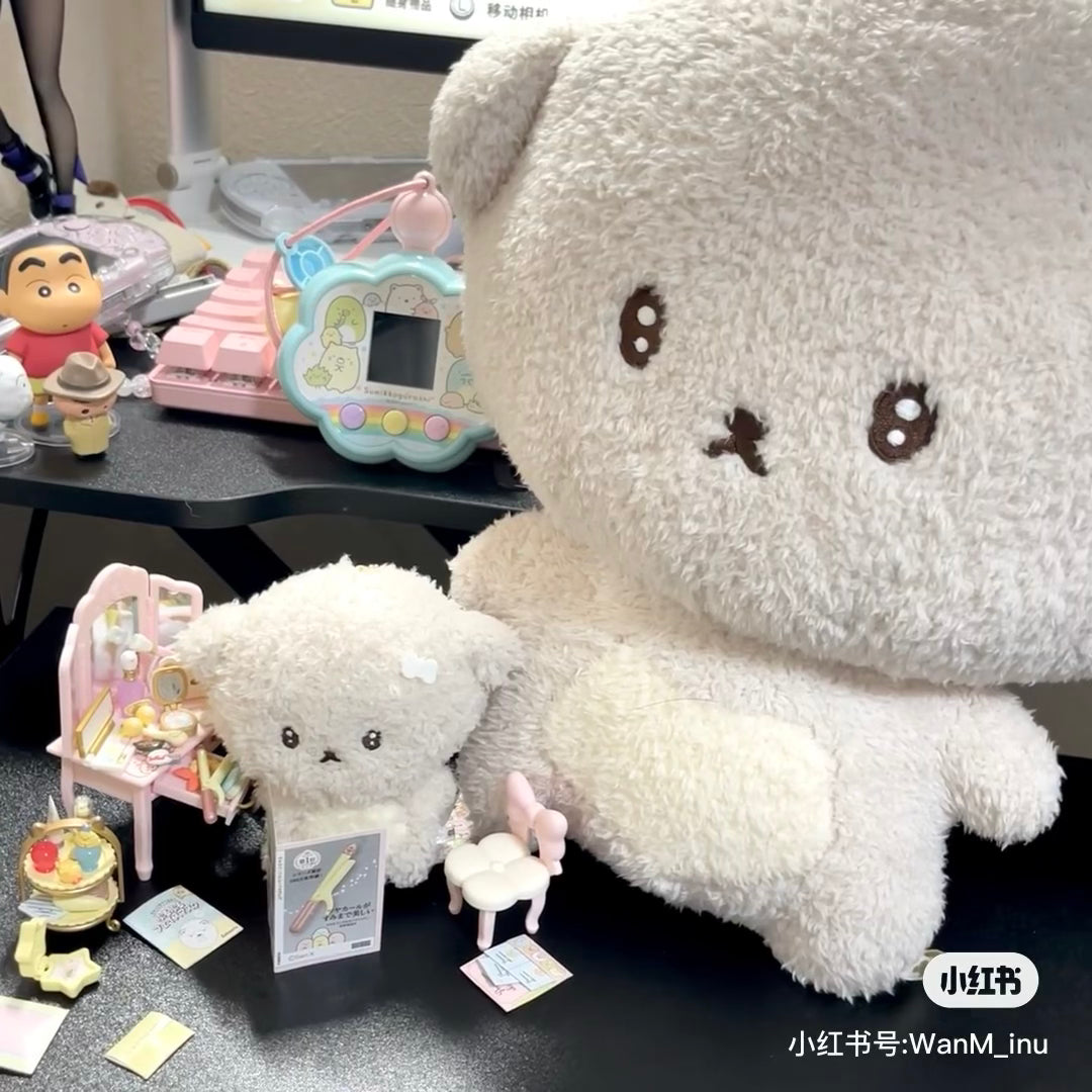 Ishiyowachan|San-X Plush Toy (M) - Ishiyowa-chan新角色软绵绵垂耳社恐小狗M号毛绒玩偶公仔/意志薄弱狗/内向修狗/表情好萌|约320×300×190mm