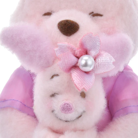 Disney|Winnie the Pooh & Piglet Plush Keychain SAKURA Pink 2025|H14.5×W8×D9.5cm approx.
