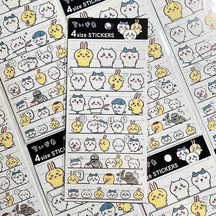 Chiikawa 吉伊卡哇|可爱多角色造型手账贴纸|约H205 x W95 x D1mm