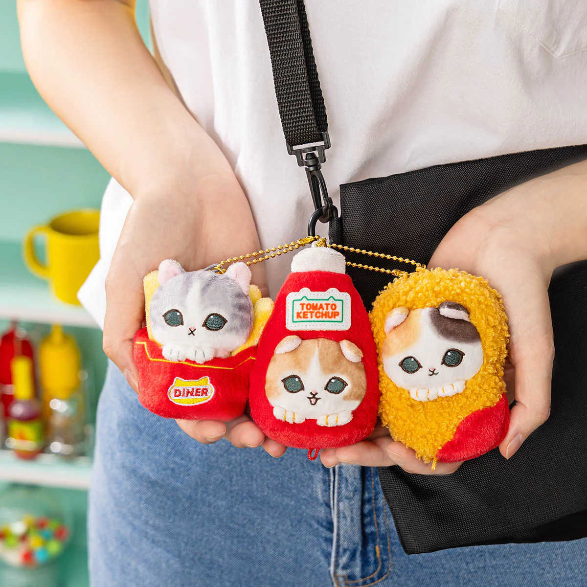 Mofusand|Diner Connectable! Triple Charm Mascot Holder /Plush Keychain
