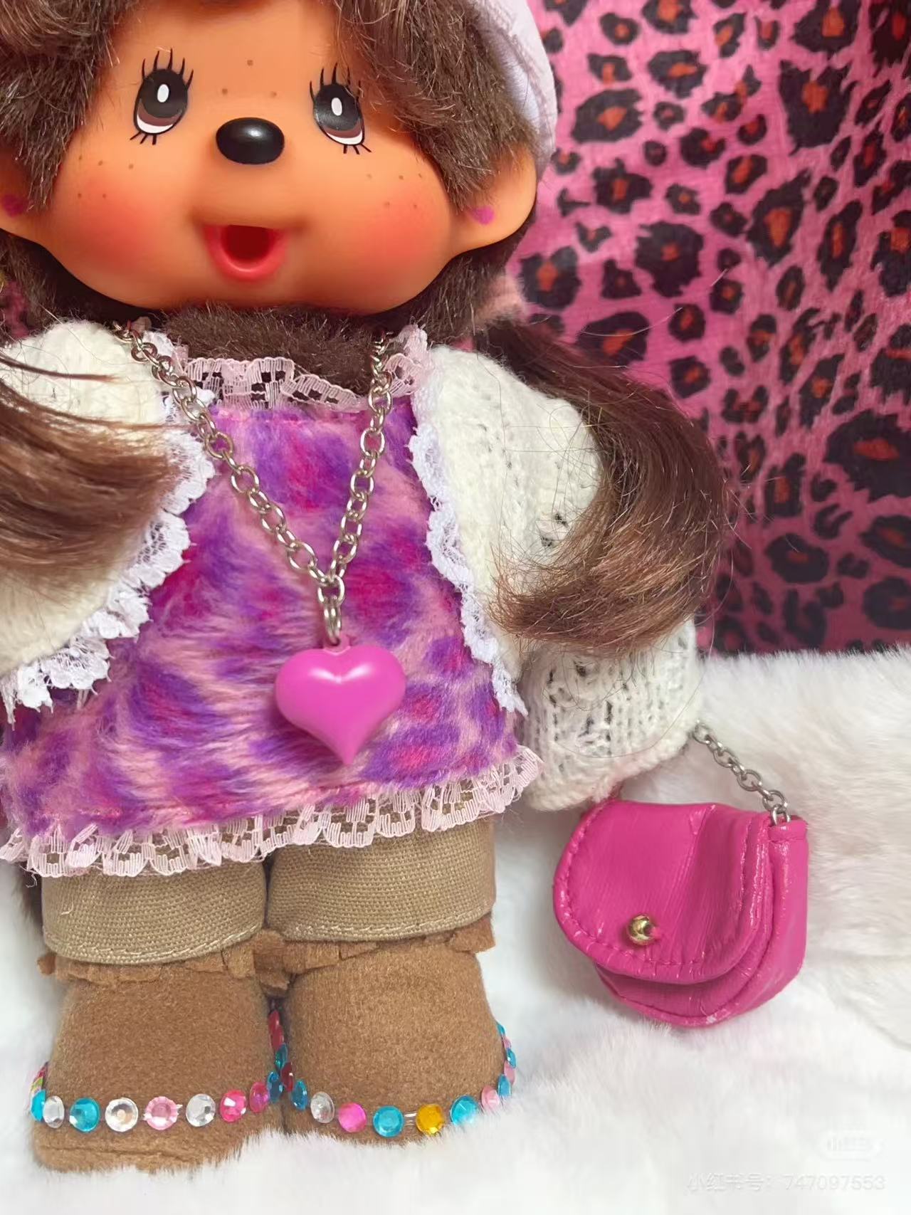 【limit 1】Monchhichi|Limited Edition Leopard print Girl Plush Dolls/Plush Toy