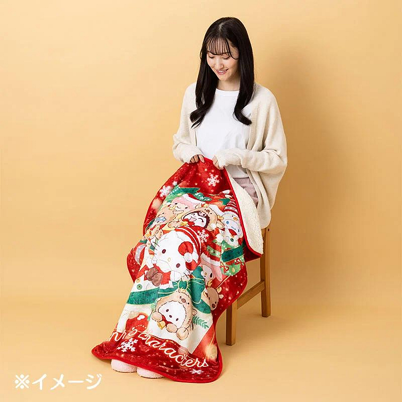Sanrio三丽鸥|Cushion Blanket - Christmas 2024圣诞限定可收纳加绒加厚盖毯丝绒抱枕/靠垫/正反面都可爱|约105×1×70cm