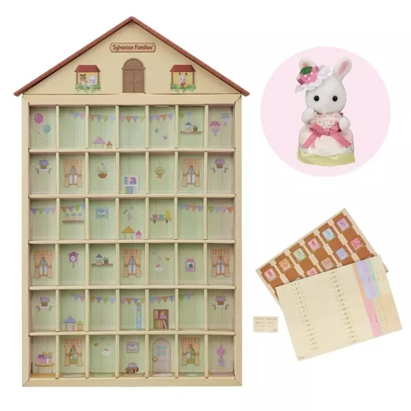 SylvanianFamilies|Calico Critters Baby Calendar Display Shelf Rack and White Rabbit Doll