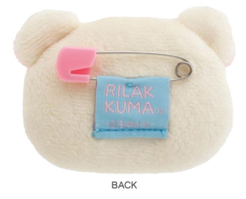 Rilakkuma轻松熊|San-X Plush Badge 可爱角色毛绒熊头徽章别针|约40×60×15mm