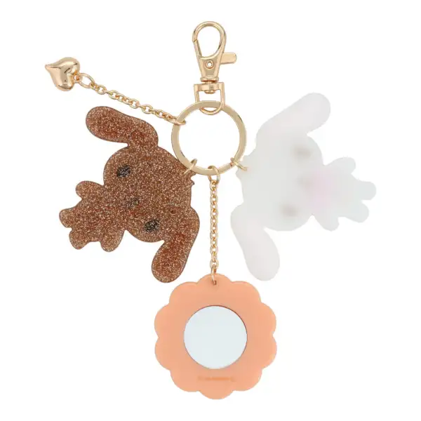Sanrio|Sugarbunnies Glitter Pearl Marble Acrylic Keychain Bag Charm with Mirror|7.5×0.5×5.5cm approx.