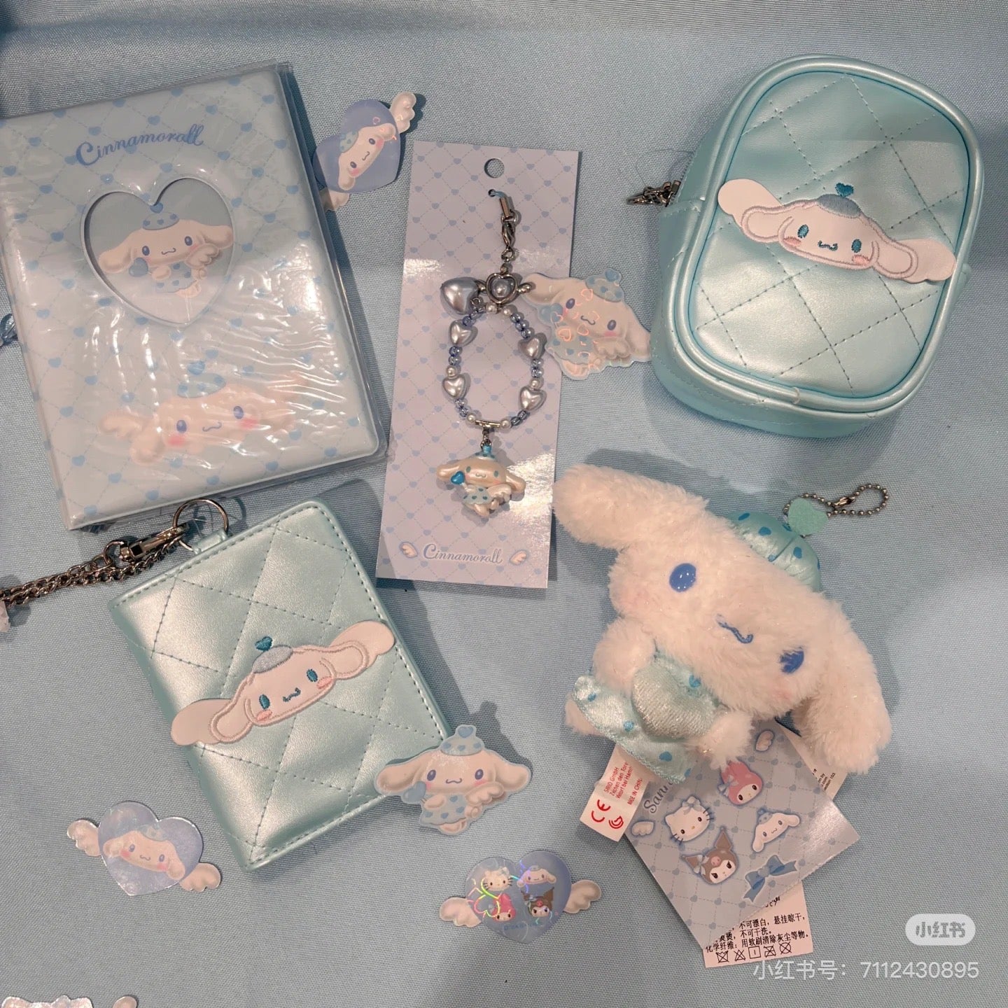 Sanrio三丽鸥|Sanrio Original Bi-fold Card Case / Dreaming Angel水色天使爱神系列蓝色卡包|约W9×D1.5×H10.8cm